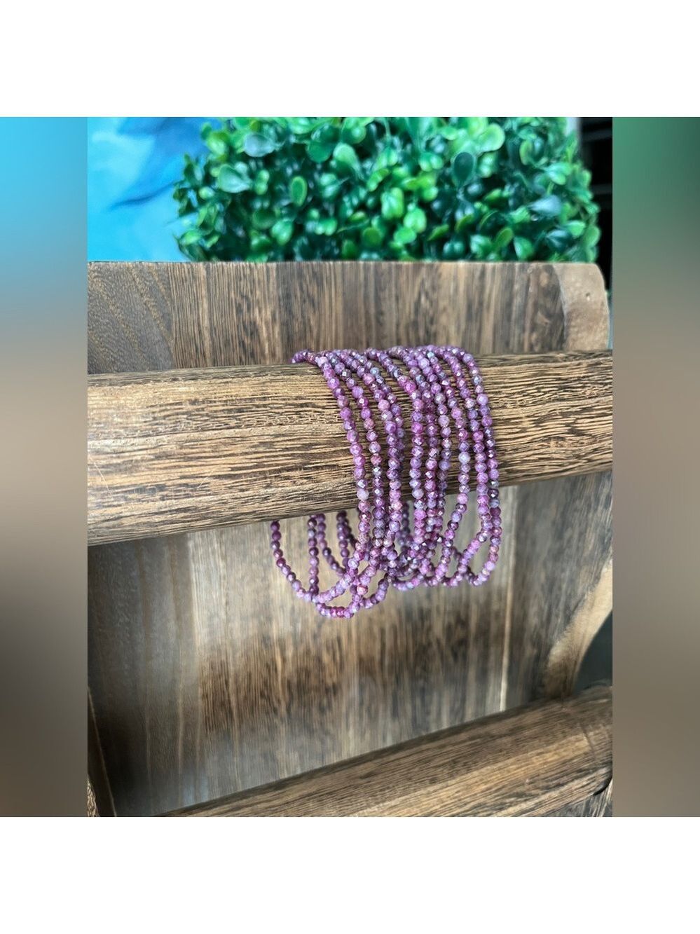 Ruby faceted bracelet